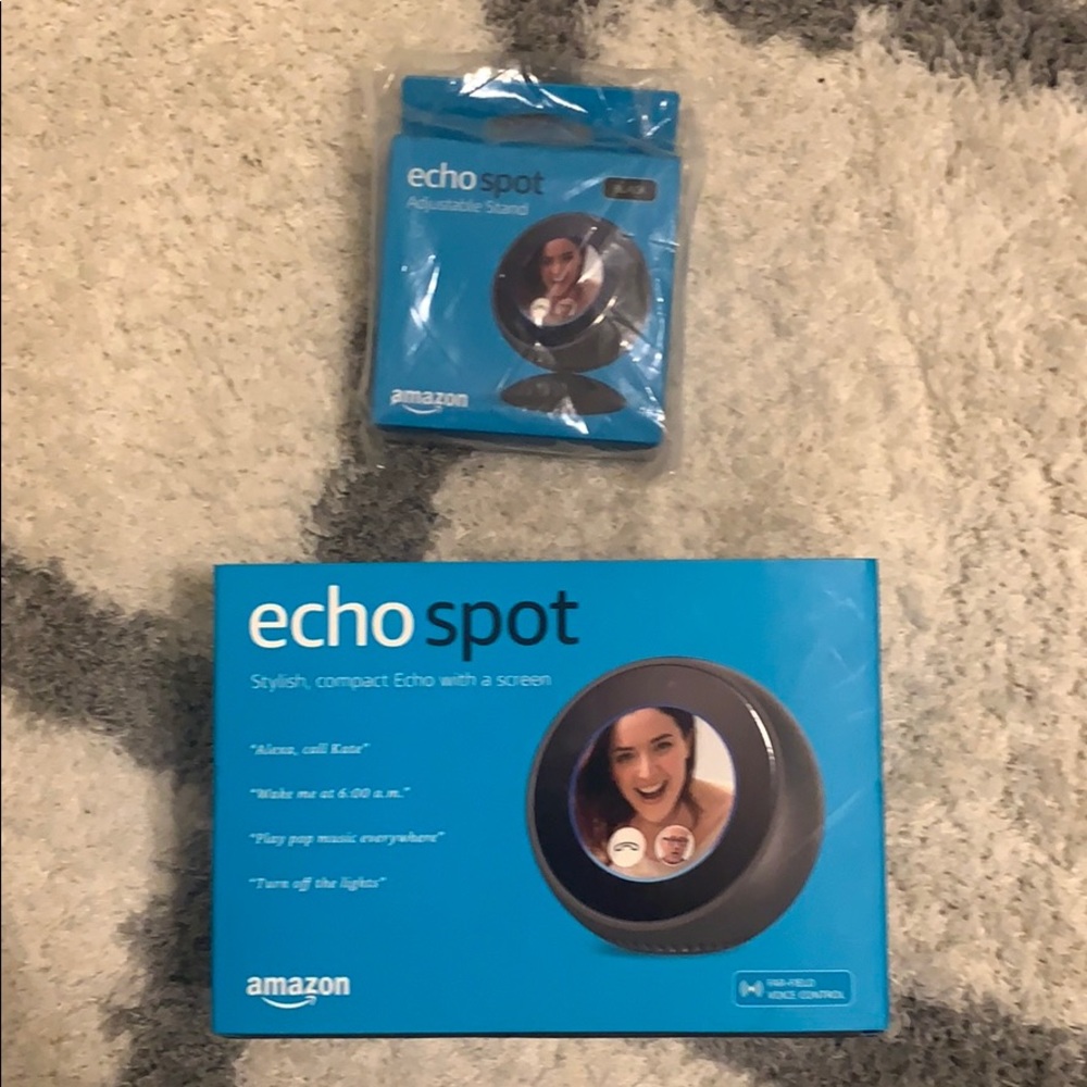Black amazon echo spot with stand new